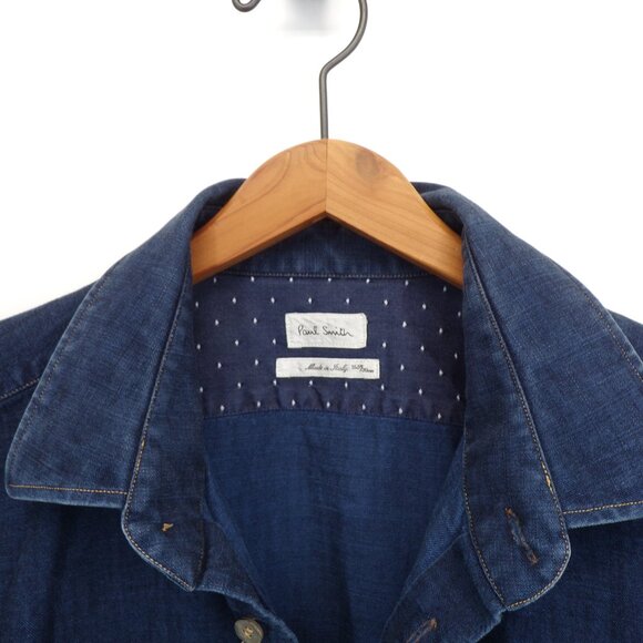 Paul Smith Blue Denim Button Shirt Men's M (15.5/39) 100% Cotton Made in Italy. - Picture 4 of 10